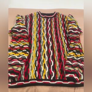 Vintage 90s Bergati Coogi Style Sweater 4XL: Multicolor 3D Knit Pullover